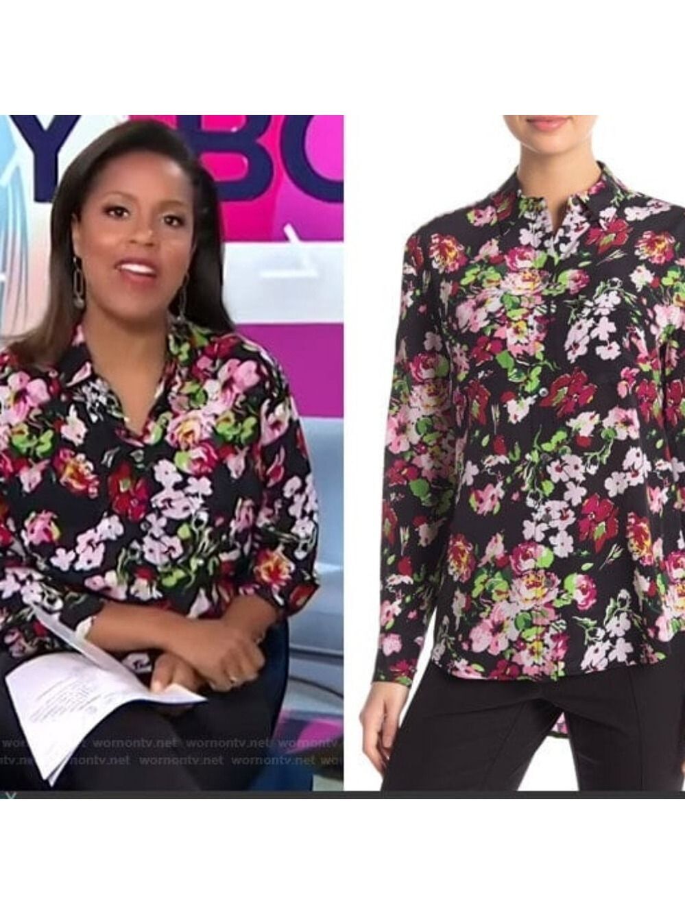 Equipment Silk Floral Black Women's Top Size XS In EUC